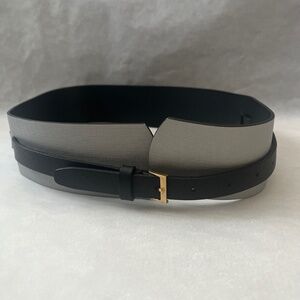 Emporio Armani Women's Wide Blue Black Saffiano Leather Made in Italy S/M